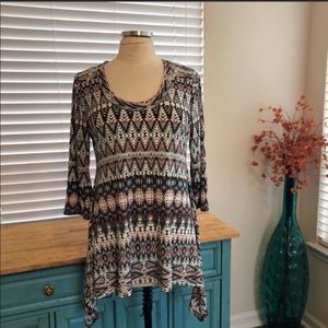 SOLD Karen Kane printed asymmetric jersey knit top